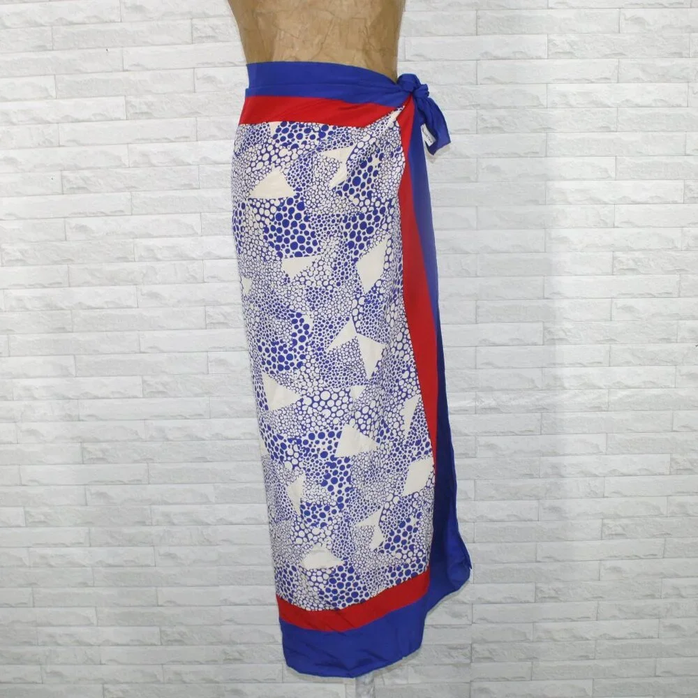 VINTAGE THE SILK FARM Scarf Polka Dot Patriotic Stripe Oversized Red White Blue